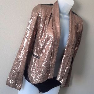 Forever 21 sequin blazer with faux leather back and pockets
